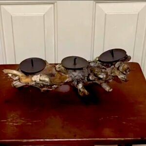 Natural wood candle to accent your home 15”